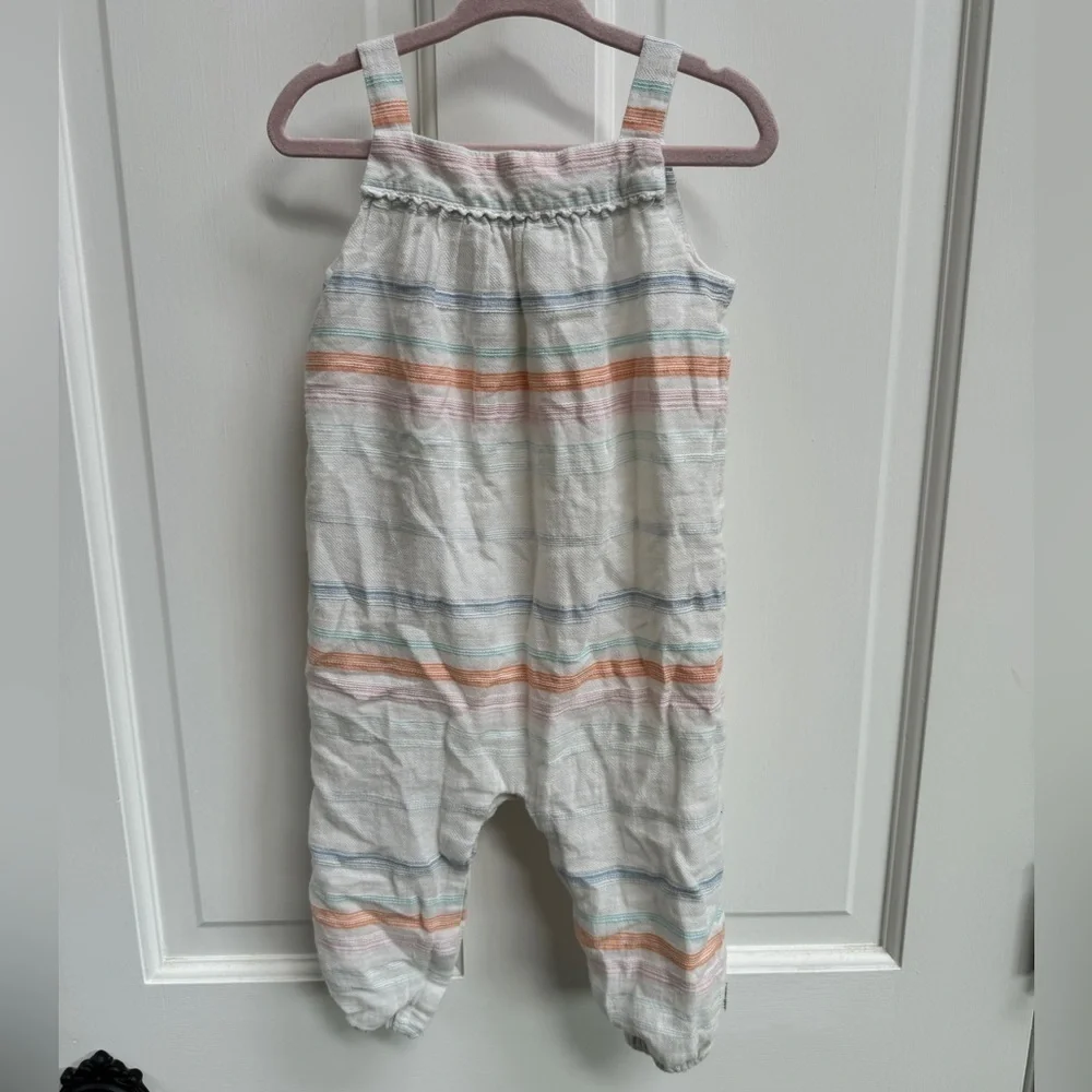 Ralph Lauren 12M White Multicolored Stripe Tank Top Jumpsuit